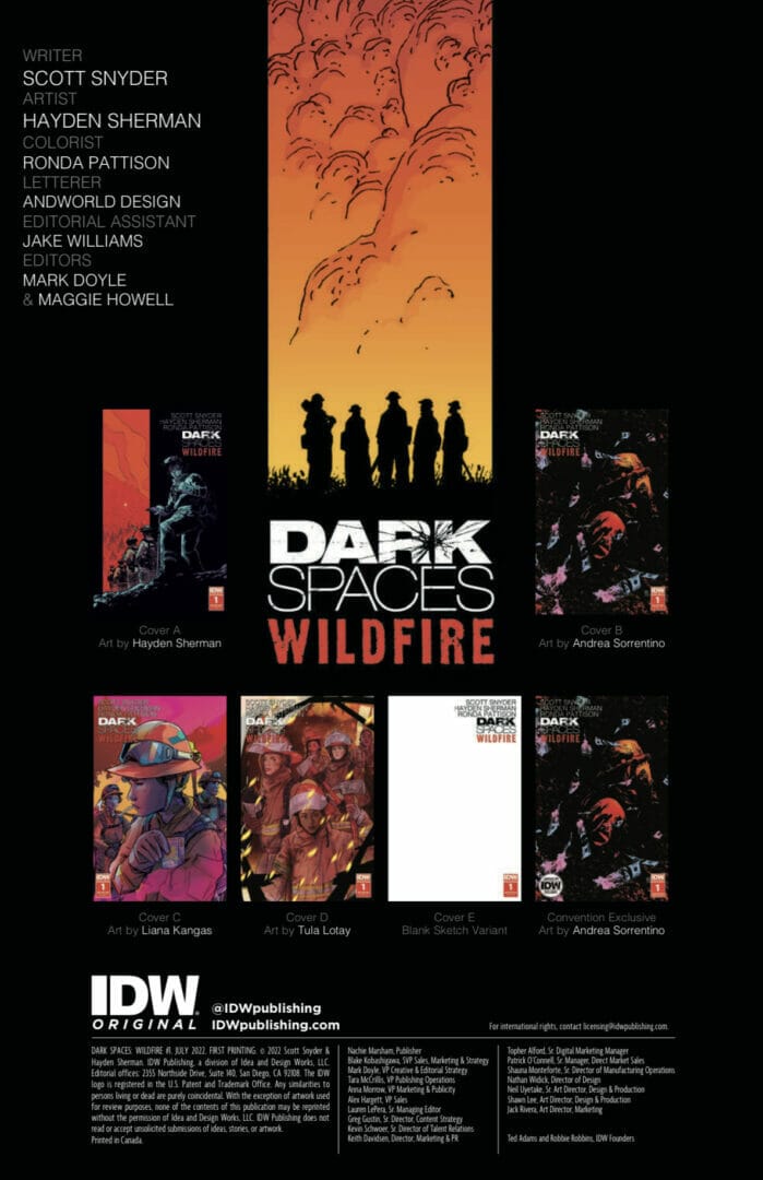 Dark Spaces: Wildfire #1 Preview Scott Snyder IDW Publishing The Nerdy Basement